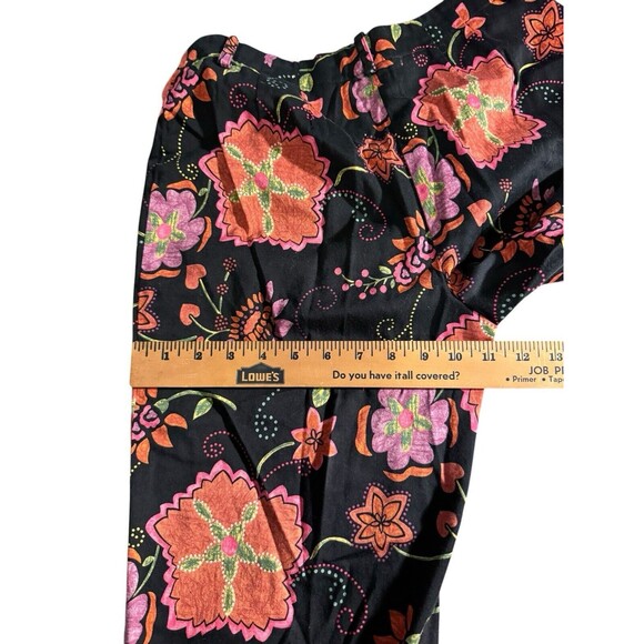 VTG Spenser Jeremy l Vintage 90’s Flower Print Capris 4 Black, orange and pink - Picture 4 of 11